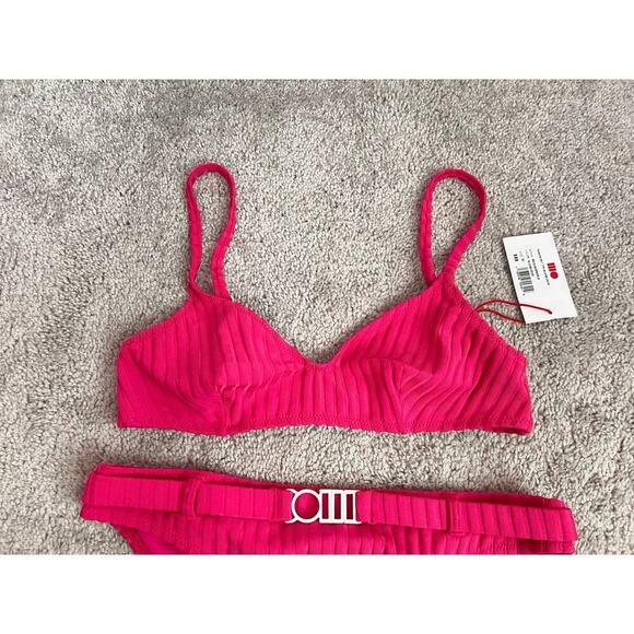 Solid & Striped NWT The Rachel Belted Ribbed Bikini in Orchid Women's Size M - Picture 5 of 12